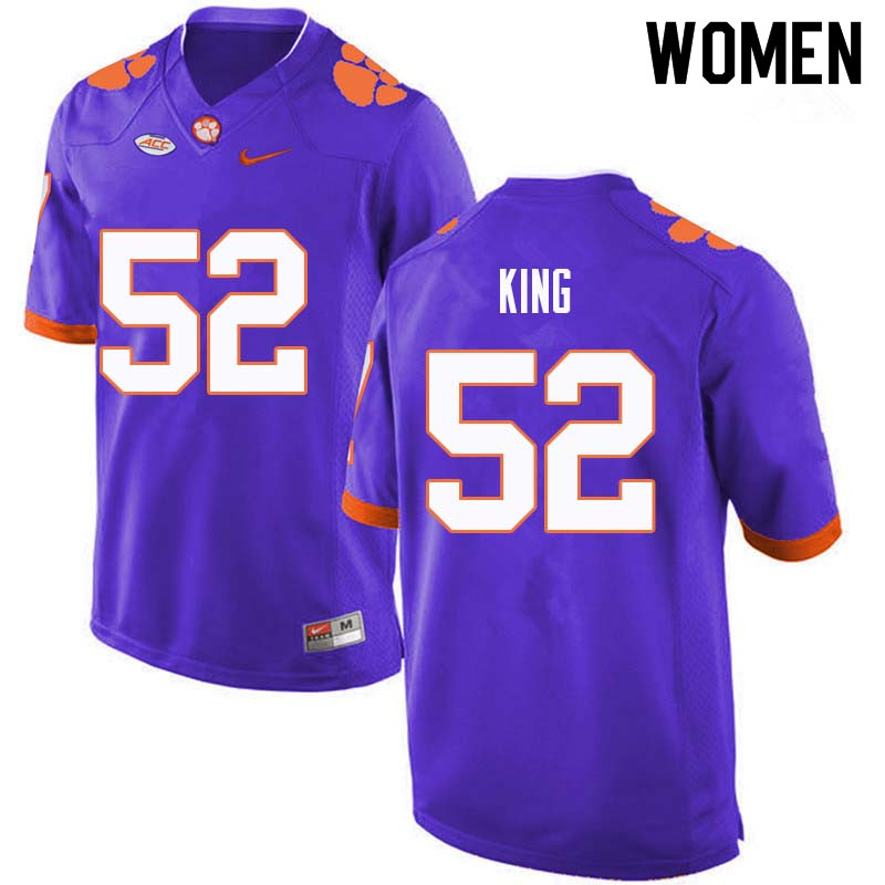 Women #52 Matthew King Clemson Tigers College Football Jerseys Sale-Purple - Click Image to Close